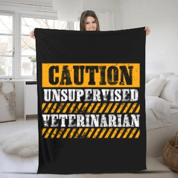 Discover Veterinarian Job Working Job Proud Caution Unsupervised Zip Fleece Blankets
