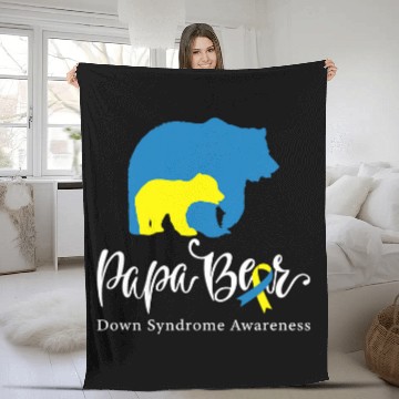 Discover Bear Pet Mens Papa Bear Down Syndromes Awareness for Dad Fleece Blankets