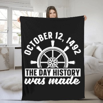 Discover 1492 Sailing Christopher Columbus Day Fleece Blankets