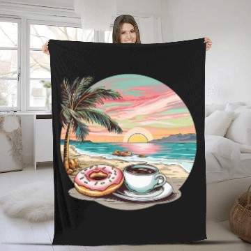 Discover Coffee Fun Doughnut Sunrise Fleece Blankets