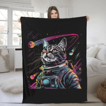 Discover Tabby Space Cat Astronaut Kitty Color Space Design Baseball Tees Fleece Blankets