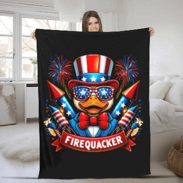 Discover Duck Pet 4th of July Fireworks Firequacker Patriotic Duck Fleece Blankets