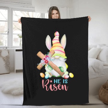 Discover Dy Cute Gnome Christian Easter Day He Is Risen Baseball Tees Fleece Blankets