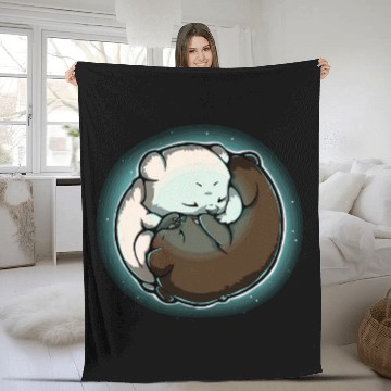 Discover Bear Pet Cute Teddy Bear ying yang Fleece Blankets
