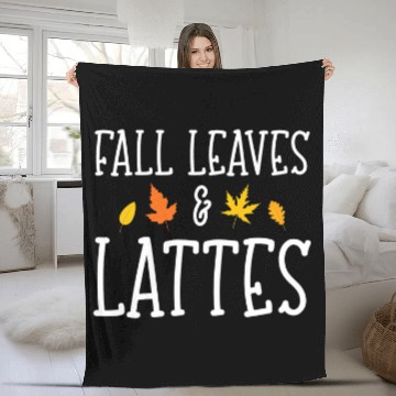 Discover Coffee Fun Fall Leaves and Lattes Autumn Pumpkin Spice Coffee Fleece Blankets