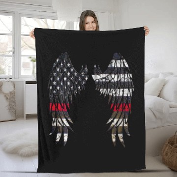 Discover Firefighter Flag Distressed Angel Wings Fleece Blankets
