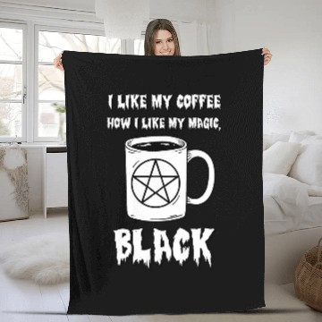 Discover Coffee Fun Trendy Black Magic Coffee Pentacle Cup Fleece Blankets