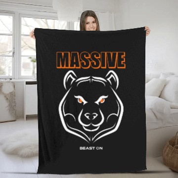 Discover Bear Pet Bear Head Bodybuilding Gym Fitness Training Solid Orange Fleece Blankets