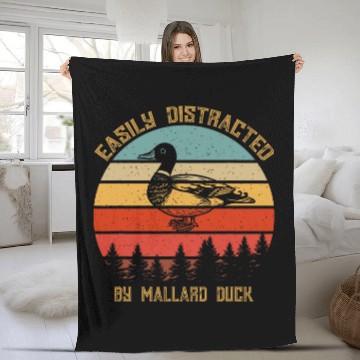 Discover Duck Pet Retro Easily Distracted By Mallard Duck Zip Fleece Blankets