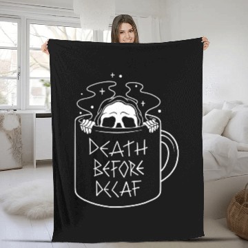 Discover Coffee Fun Trendy Death Before Decaf Grim Reaper Coffee Cup Baseball Tees Fleece Blankets