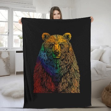 Discover Bear Pet Spectrum Fur Vibrant Pride Edition Gay Bear Fleece Blankets