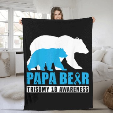 Discover Bear Pet Trisomy 18 Awareness Papa Bear Light Blue Support Father Zip Fleece Blankets