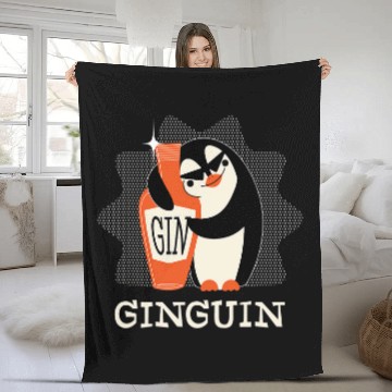 Discover Penguin Pet Ginguin Gin Loving Penguin Funny Animal Design Comedy Bird Fleece Blankets