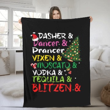 Discover Wines Fun Dasher Dancer Prancer Vixen Moscato Vodka Tequila Blitzen Fleece Blankets