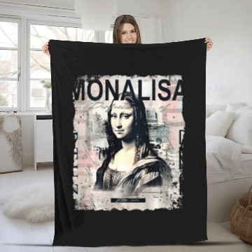 Discover Abstract graffiti art Leonardo da Vinci art Mona Lisa 1 Zip Fleece Blankets