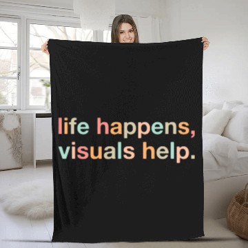 Discover Life Happens Visuals Help Special Education Teacher Aide Baseball Tees Fleece Blankets
