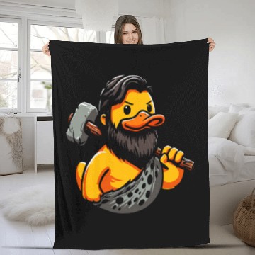 Discover Duck Pet Caveman Duck Cave Duckling Neanderthal Paleontologist Fleece Blankets