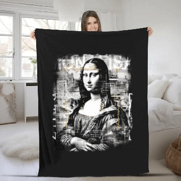 Discover Abstract graffiti art Leonardo da Vinci art Mona Lisa 3 Zip Fleece Blankets