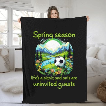 Discover Funny Springtime picnic with ants and soccer ball Baseball Tees Fleece Blankets