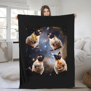Discover Coffee Fun Space Galaxy Cat Pizza Taco Coffee Ice Cream Cats Fleece Blankets