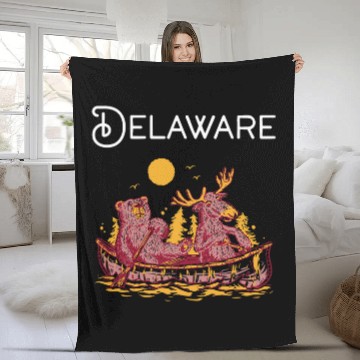 Discover Bear Pet Delaware Funny Canoe Moose Elk Bear Lake Canoeing Zip Fleece Blankets