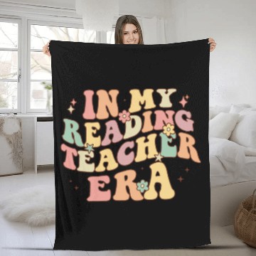 Discover In My Reading Teacher Era Retro Reading Teacher Fleece Blankets