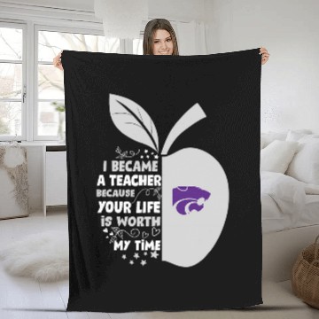 Discover Kansas State Wildcats I Became Teacher Team Fleece Blankets