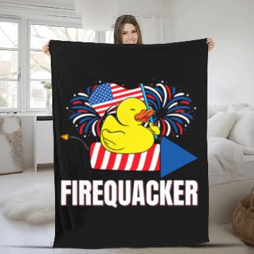 Discover Duck Pet Fourth of July Firequacker Duck Zip Fleece Blankets