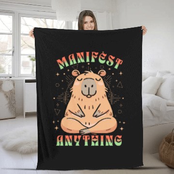 Discover capybaras Pet Meditation Manifest Anything Kids Baseball Tees Fleece Blankets