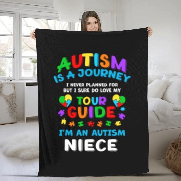 Discover Autism is a Journey I Never Planned Autism Niece Awareness Baseball Tees Fleece Blankets