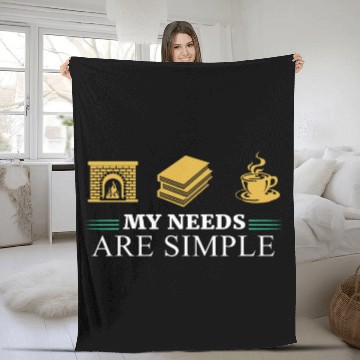 Discover Coffee Fun Fireplace Coffee Books My Needs Are Simple Reading Library Zip Fleece Blankets