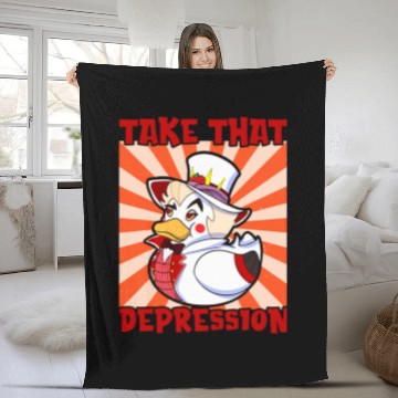 Discover Duck Pet Take That Depression Duck Duck Retro Vintage Fleece Blankets