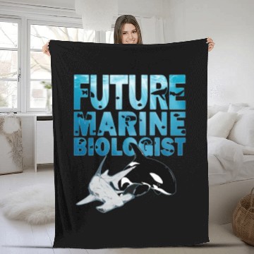 Discover Hammerhead Shark and Orca Future Marine Biologist Gift ocean Fleece Blankets