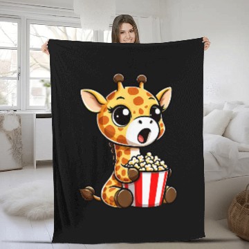 Discover Giraffe Pet is exited Cinema Popcorn Design Zip Fleece Blankets