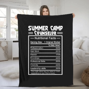 Discover Funny Job Title Worker Nutrition Facts Summer Camp Counselor Baseball Tees Fleece Blankets