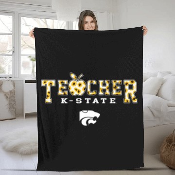 Discover Kansas State Wildcats Teacher Sunflower Slogan Fleece Blankets