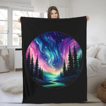 Discover Aurora Borealis Night Sky Northern Lights 1 Fleece Blankets