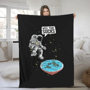 Discover Astronaut Job Flat Earth Science Conspiracy Flat Earther Fleece Blankets