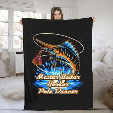 Discover Master Baiter Hooker Pole Dancer Fishing Husband and Wife Fleece Blankets