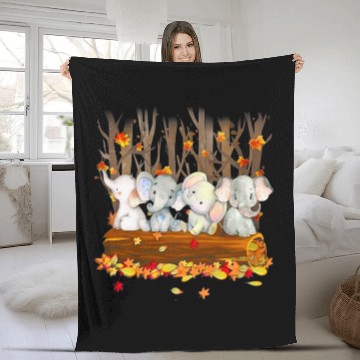 Discover Elephant Pet Fall Leaves Tree Forest Garden Fleece Blankets