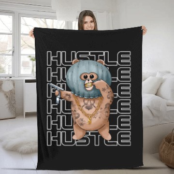 Discover Bear Pet Funny Hustle Bear Tattooed Gangster Teddy Fleece Blankets