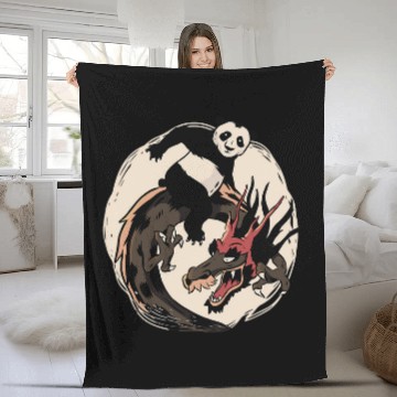 Discover Dragon Pet Anime Panda Japanese Dragon Zip Fleece Blankets