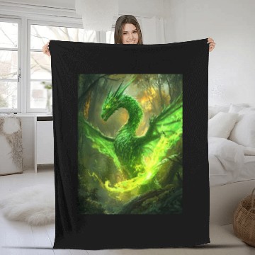 Discover Dragon Pet Mystical Green Dragon in Enchanted Forest Baseball Tees Fleece Blankets