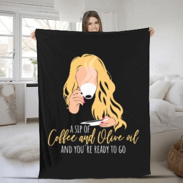 Discover Coffee Fun and Olive Oil Fleece Blankets