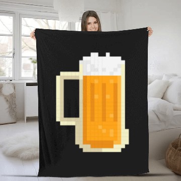 Discover Beer Fun Beer 8 bit Pixel Gamer Zip Fleece Blankets