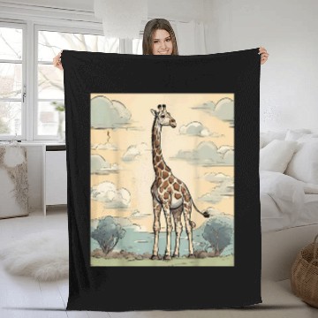 Discover Giraffe Pet Horizon Gazer Graceful Giraffe Cartoon Art Fleece Blankets