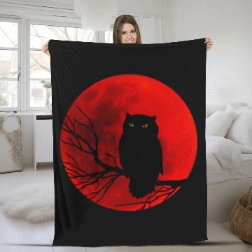Discover Owl Pet Halloween Owl Blood Moon Owl Red Full Moon Baseball Tees Fleece Blankets