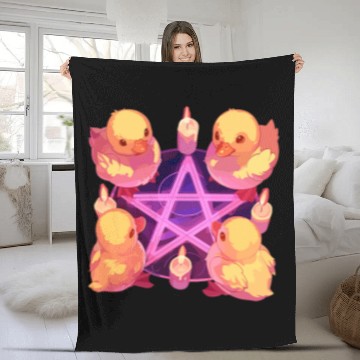 Discover Duck Pet Summoning Demons Pentacle Pentagram Goth Dark Humor Zip Fleece Blankets