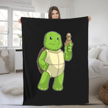 Discover Turtle Pet Chess pieces Chess Board game Fleece Blankets