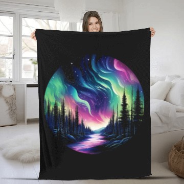 Discover Aurora Borealis Night Sky Northern Lights 2 Baseball Tees Fleece Blankets